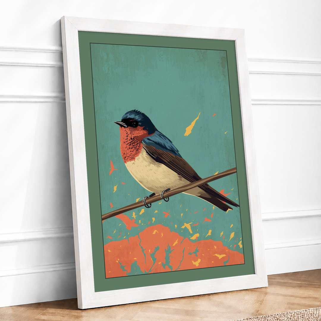 Perched Songbird Modern - Framed Print
