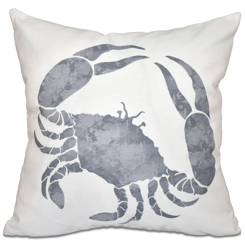 Beach Vacation Reversible Throw Pillow, 26" H x 26" W, Gray