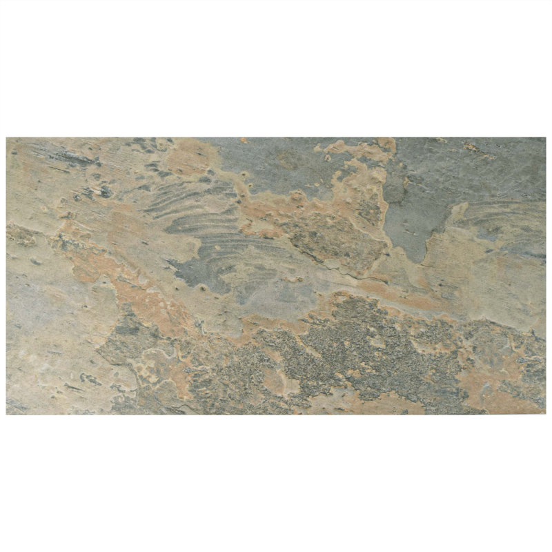 Carreau de mur et de sol en porcelaine aspect pierre 13 po x 25 po Ardesia, Ocre