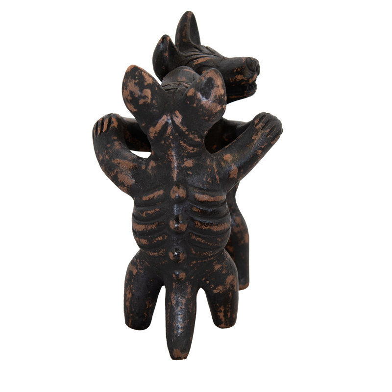 Black Clay Dancing Dogs Tabletop Figurine