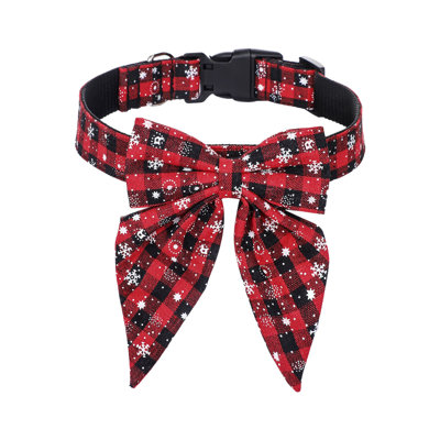 Soft Cloth Christmas Pet Collar With Bow For Small Medium Dogs, Festive Holiday Decoration And Gift, 11.8-15.7in Multicolor