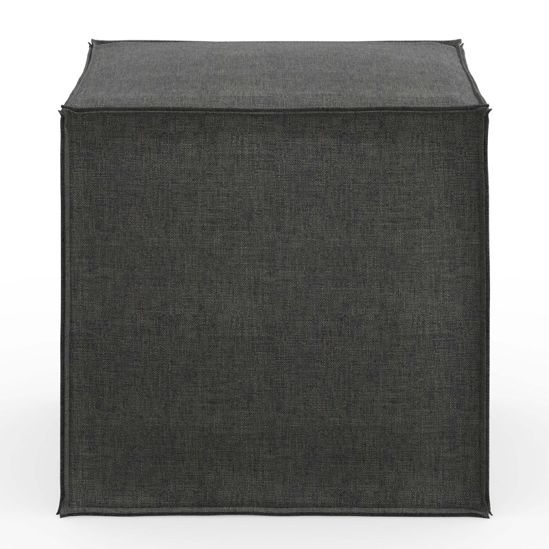 Cohle 19'' Wide Square Cube Ottoman, Zuma Charcoal Textured Linen