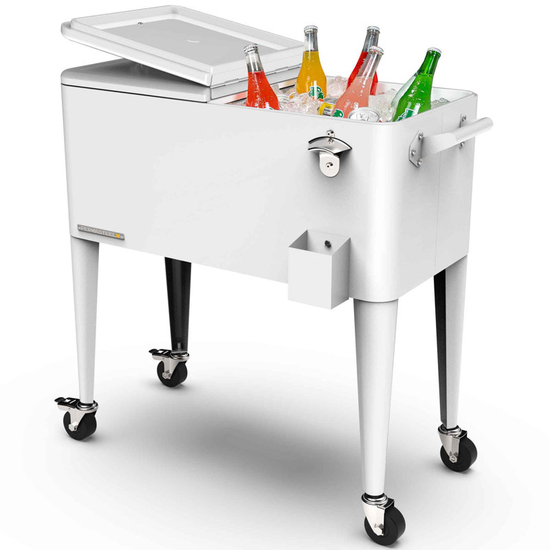 Permasteel 80-Qt Classic Outdoor Patio Cooler On Wheels, Turquoise, Without Divider