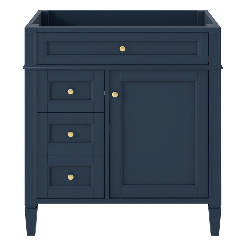 Meuble-lavabo de salle de bain de 30 po sans lavabo supérieur, armoire de rangement moderne avec 2 tiroirs et un tiroir rabattable (BASSIN INCLUS)
