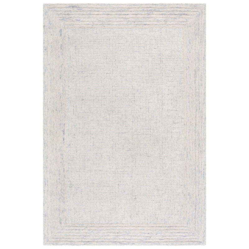 Sharifa Ebony Hand Tufted Wool And Cotton Bordered Rug, Rectangle 6' x 9'
