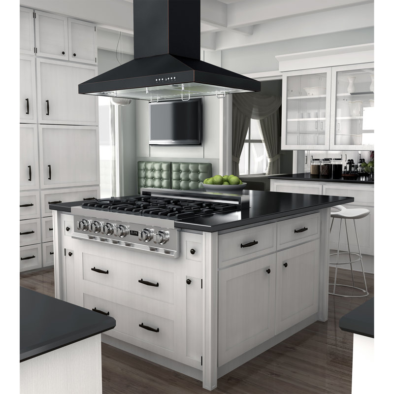 36" DuraSnow® 400 CFM Convertible Island Range Hood, Oil-Rubbed Bronze