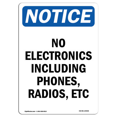 No Electronics Including Phones Sign