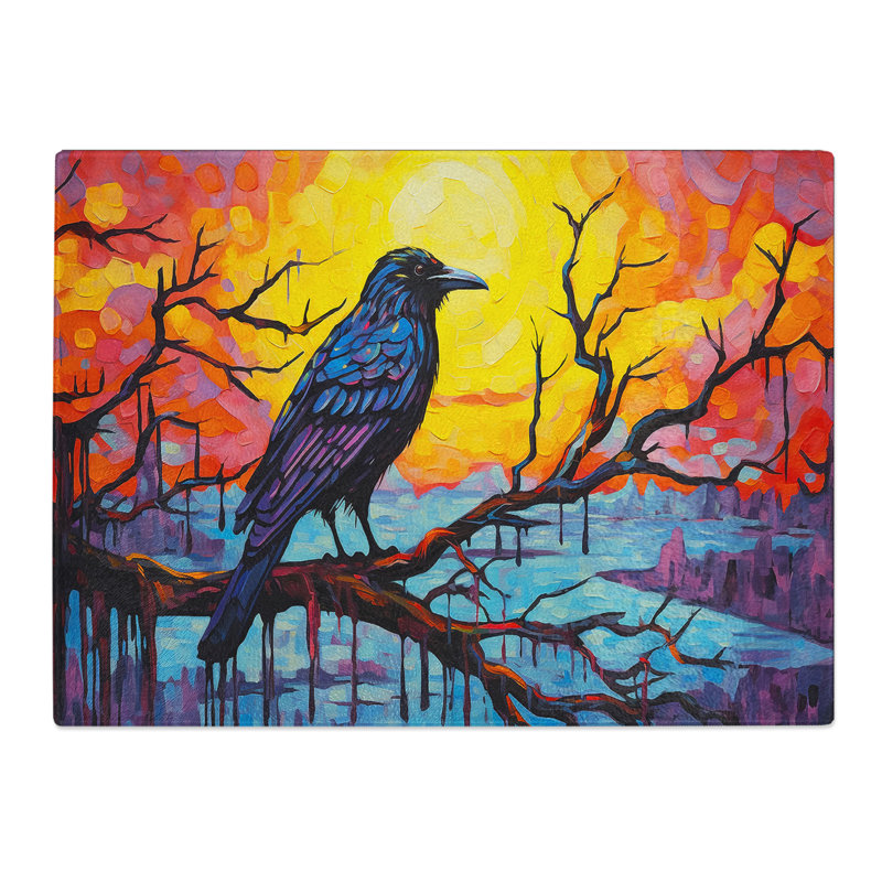 Crow Expressionism No.2  Glass Chopping Board