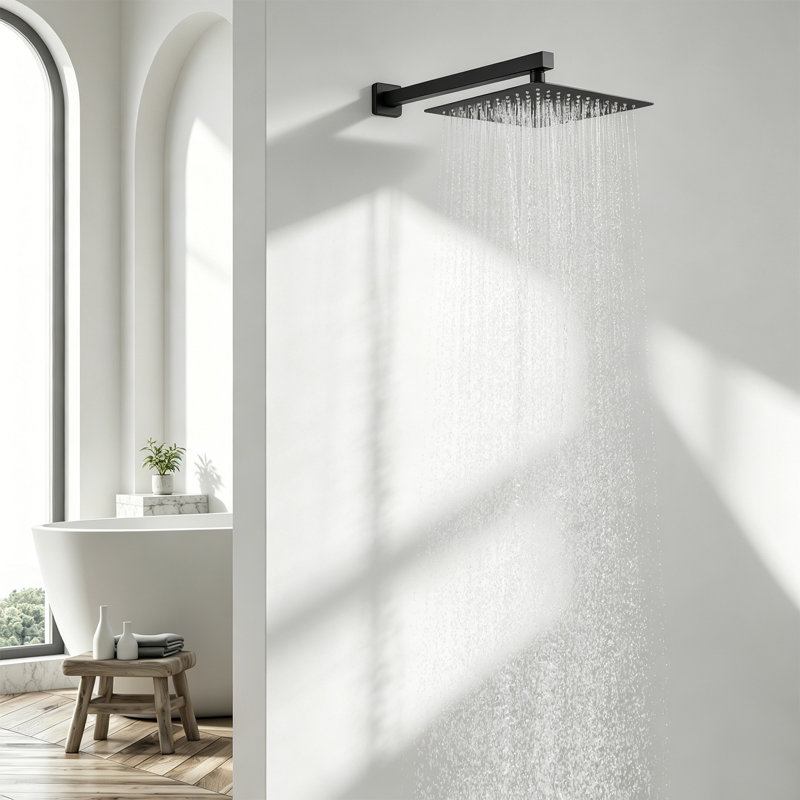 Bras de douche mural noir mat, Matte Black