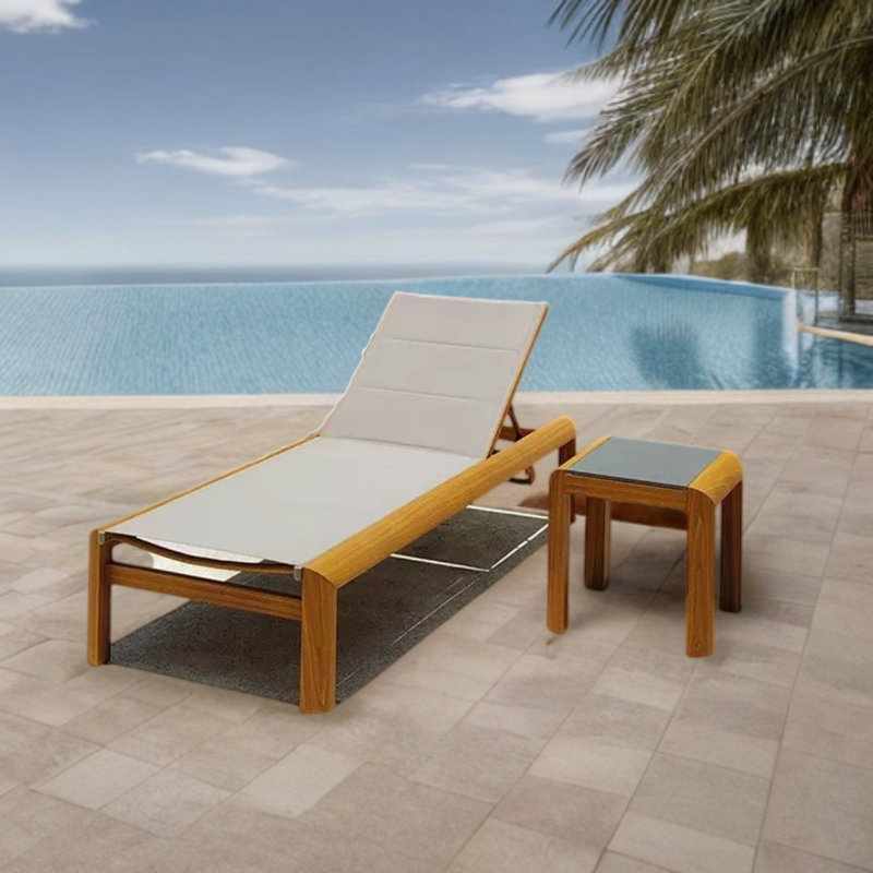 Aluminum Frame Outdoor Lounger Adjustable Back Outdoor Chaise Lounge Set with Table