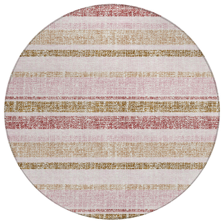 Machine Washable Indoor/Outdoor Xhevrie Pink Rug