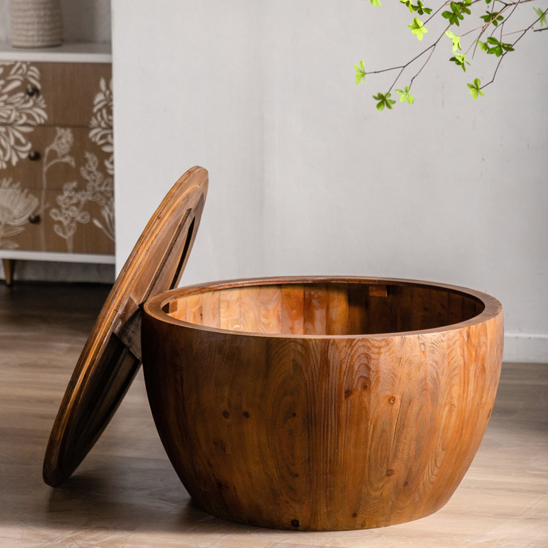 Table basse en forme de seau de style rétro avec fonction de rangement