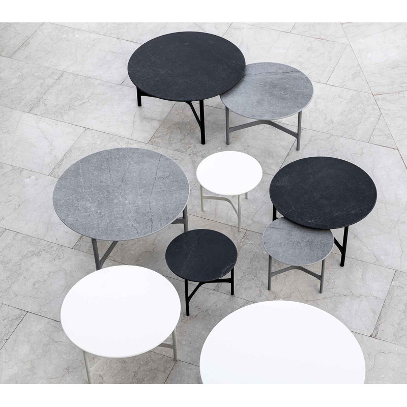 Twist Outdoor Round Coffee Table, Light Gray