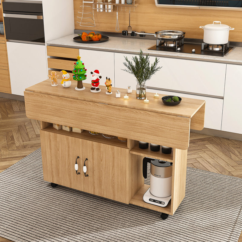 Table pliante multifonctionnelle avec tablettes et roulettes de rangement, table de salle à manger pliable de 47 pouces pour les petits espaces, bureau compact pour la cuisine, dortoir, bureau