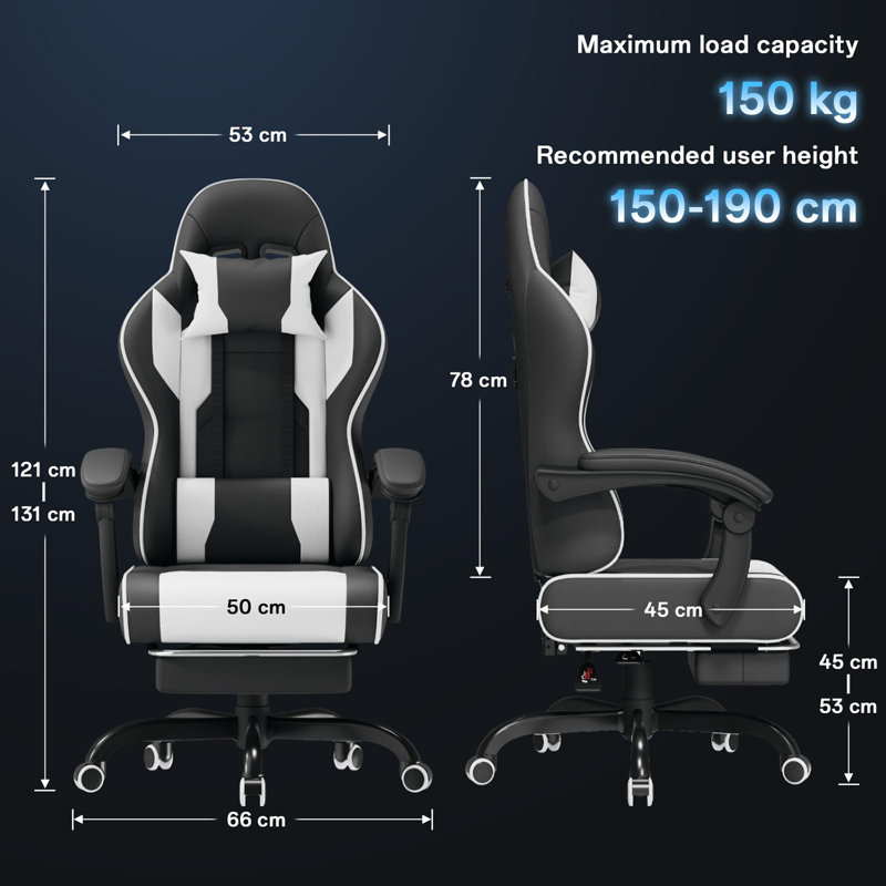 Maxway Furniture Adjustable Reclining Ergonomic Swiveling PC & Racing Game Chair
