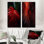 Ensemble de 2 reproductions d'art sur toile monochromes rouges - palmiers et palmiers