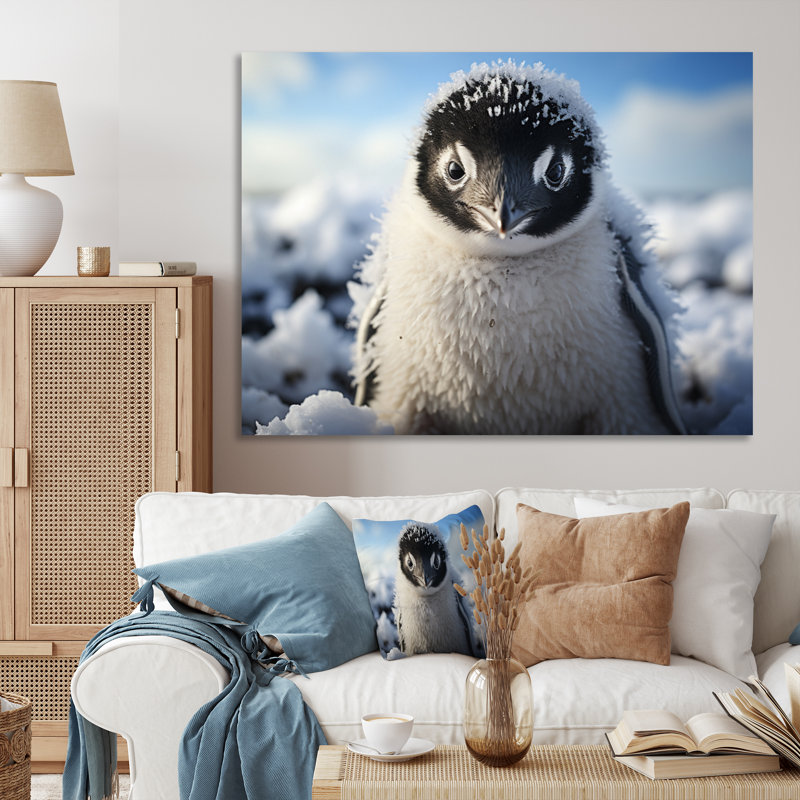 Pingouin adorable pingouin I sur toile, H 16 po x l 32 po x P 1 po, Toile tendue