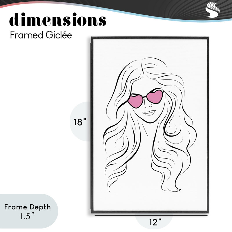 Lunettes de soleil à motif de cœurs roses Leila, estampe numérique, design par Martina Pavlova, H 18 po x l 12 po