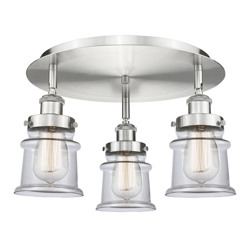 Alvi Glass Flush Mount, Clear, Satin Nickel