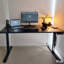 Bureau assis-debout individuel - Bambou foncé / 120 x 75 cm avec œillets / Noir-566501775