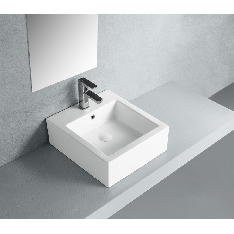 Lavabo de salle de bain carré en céramique avec trop-plein sierra