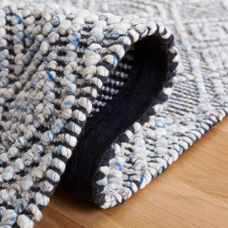 Tapis gris en laine tissé à la main Jacques, Square 6'
