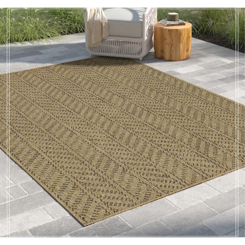 Jute/Mocha Indoor/Outdoor Area Rug, Rectangle 5'3" x 7'3"