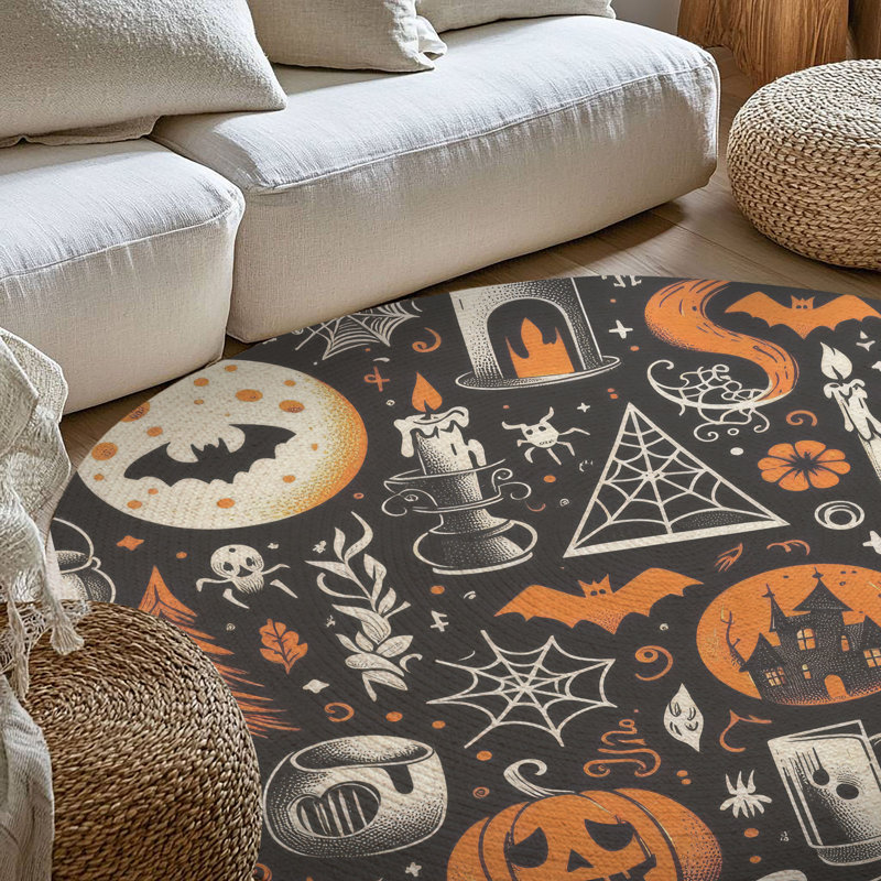 Tapis tressé Minimal Haunts, Rond 5 pi