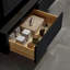 Meuble-lavabo flottant 48 po, plateau en pierre reconstituée, 2 tiroirs à fermeture en douceur, veilleuse, finition noir mat-459421492