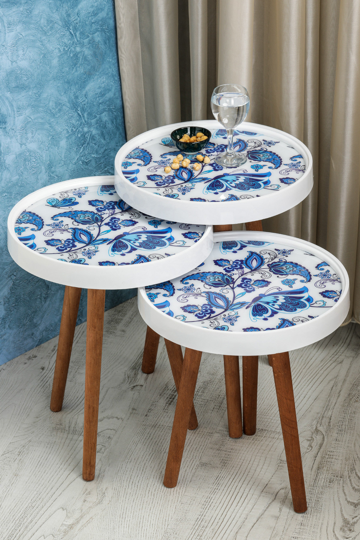 East Urban Home Kalagher Glass Tray Top 3 Legs Nesting Tables | Wayfair