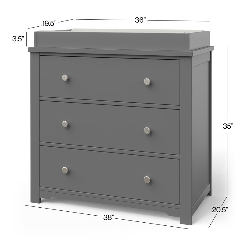 Ensemble de chambre de bébé 2 pièces avec lit de bébé, commode et surmatelas amovible Camden, Gris