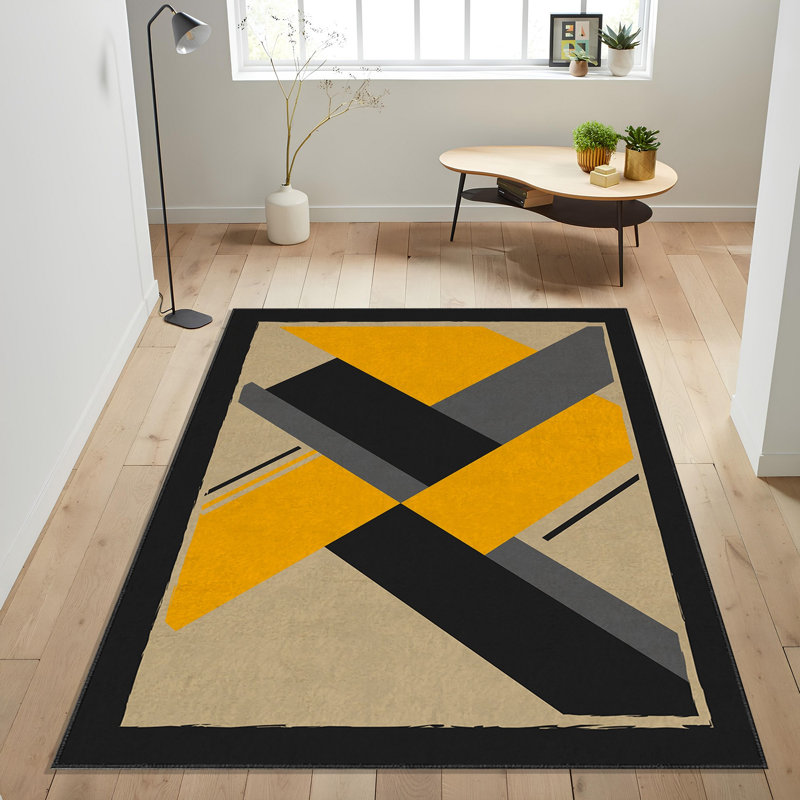 Premium Woven Carpet, 3.3 x 4.6 Feet | 100% Polyester, 740 g/m² | Non-Slip Felt Dot Underside, Machine Washable at 86°F, 0.16 Inch Pile Height | Stylish Digital Print, Easy to Clean, Perfect for Any Room