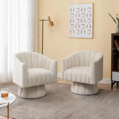 Murrow Velvet Swivel Barrel Chair