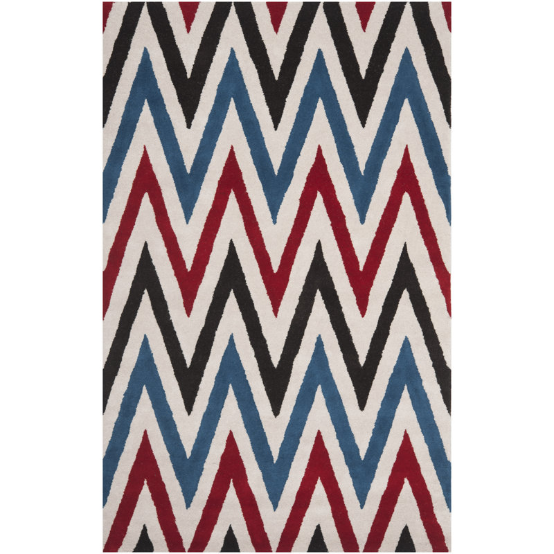 Deedie Hand Tufted Wool Chevron Rug, Rectangle 6' x 9'