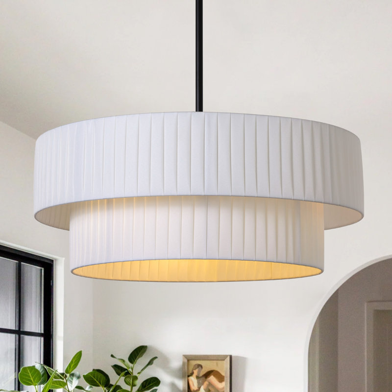 Lustre tambour à 3 lumières Reihan, Noir mat, H 7,4 po x l 19,6 po x P 19,6 po