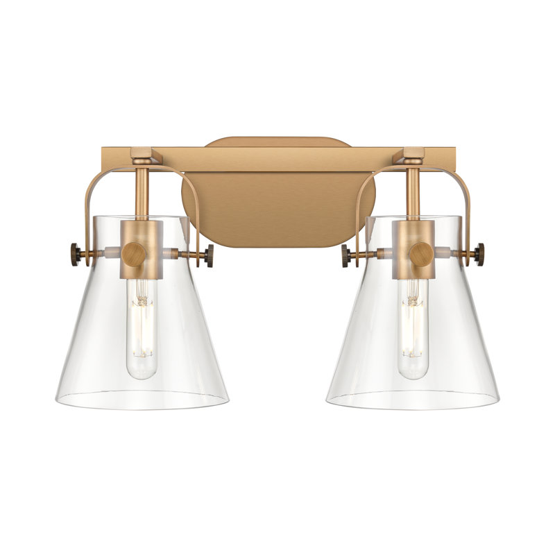 Éclairage pour meuble-lavabo mural 6 po 2 lumières Sidman, Laiton brossé, Transparent, Quatre lumières