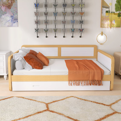 Lit de jour simple en bois massif avec lit gigogne pour enfants, adolescents et adultes