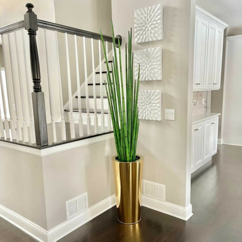 Handmade Metal Planter, Gold, 36" H x 16" W x 16" D