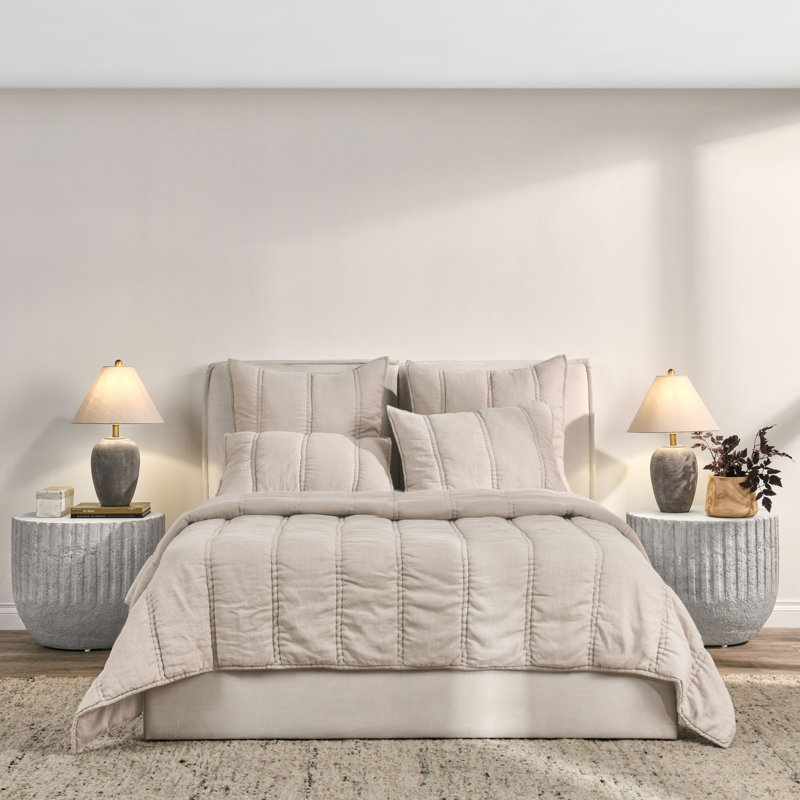 Rowen 4-Piece Sustainable Fabric Quilt Set, Beige