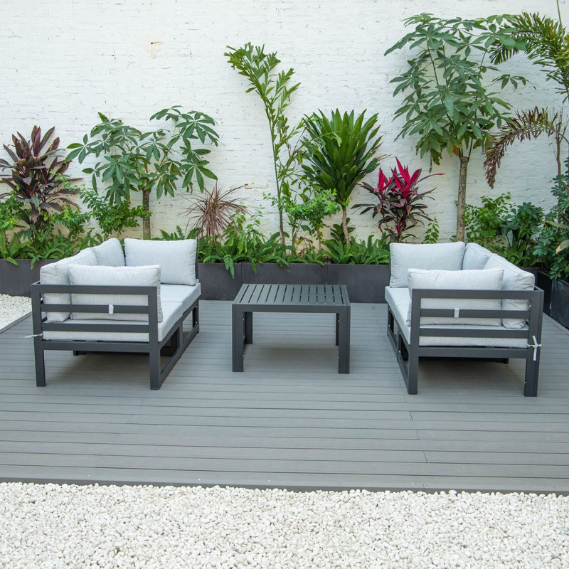 Letendre 4 - Person Patio Conversation Set with Cushions, Light Gray