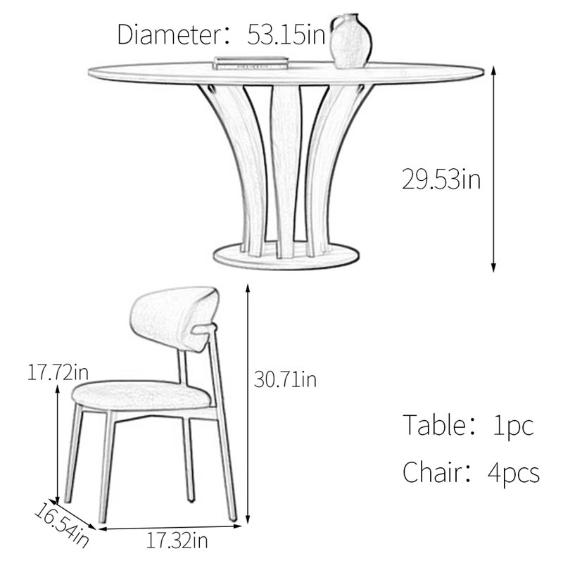 Ensemble de table de salle à manger en pierre frittée, 5
