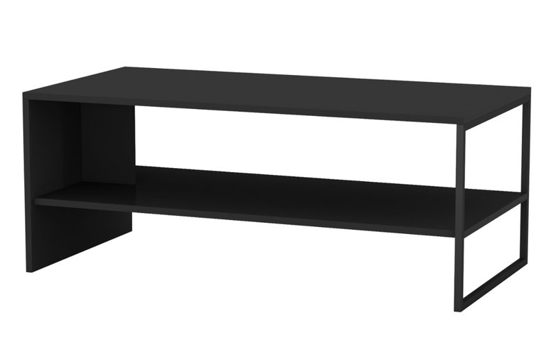 Solid Wood Coffee Table with Storage, Black