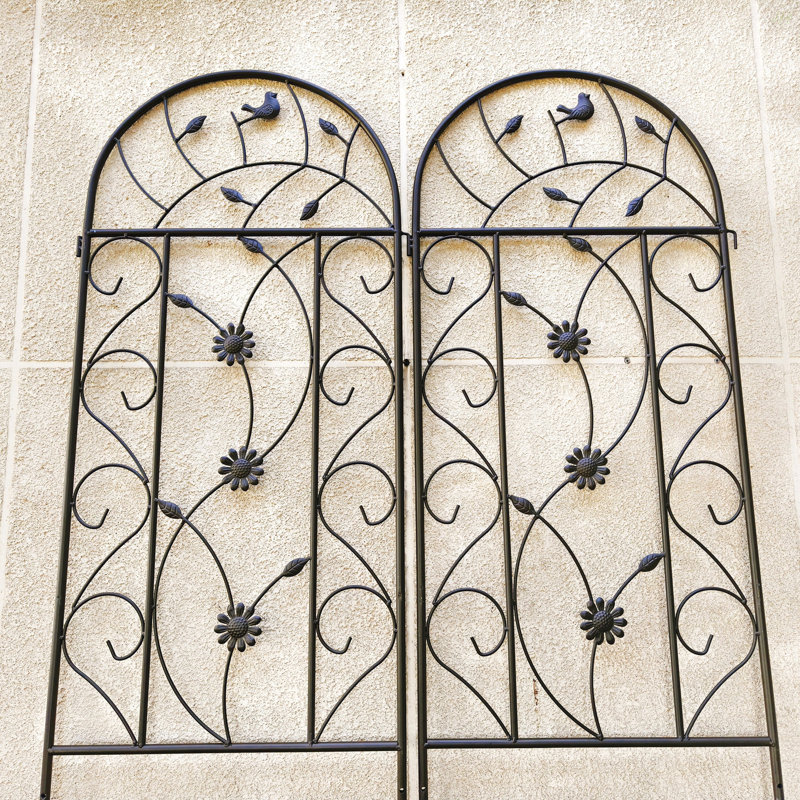 Ensemble de 2 treillis de jardin en métal 86,7 "x 19,7" antirouille pour plantes grimpantes Support de fleurs extérieur brun