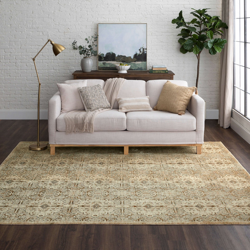 Gray Geometric 5' x 7' Stain-Resistant Synthetic Area Rug
