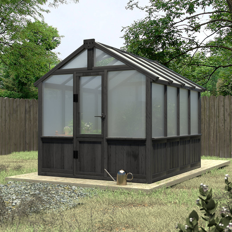Outdoor Wooden Polycarbonate Greenhouse 6x8Ft, 96.69" D