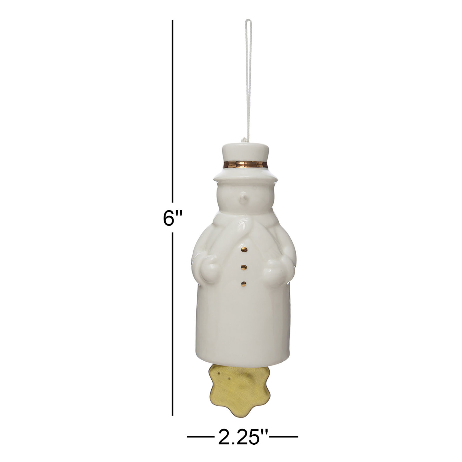 Stoneware Snowman Bell Holiday Accent