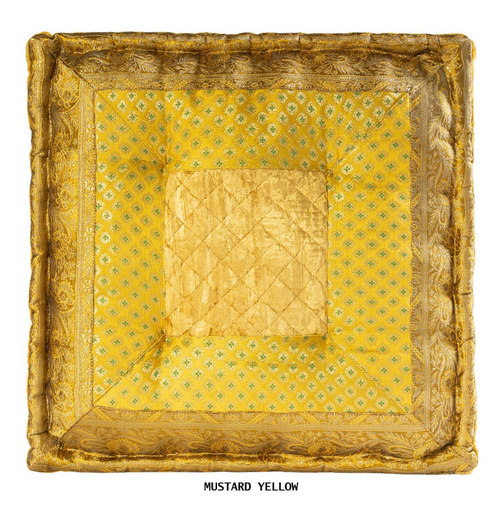 COUSSIN EN CAOUTCHOUC ACHA 24X24, H 18 po x l 18 po, Moutarde jaune floral