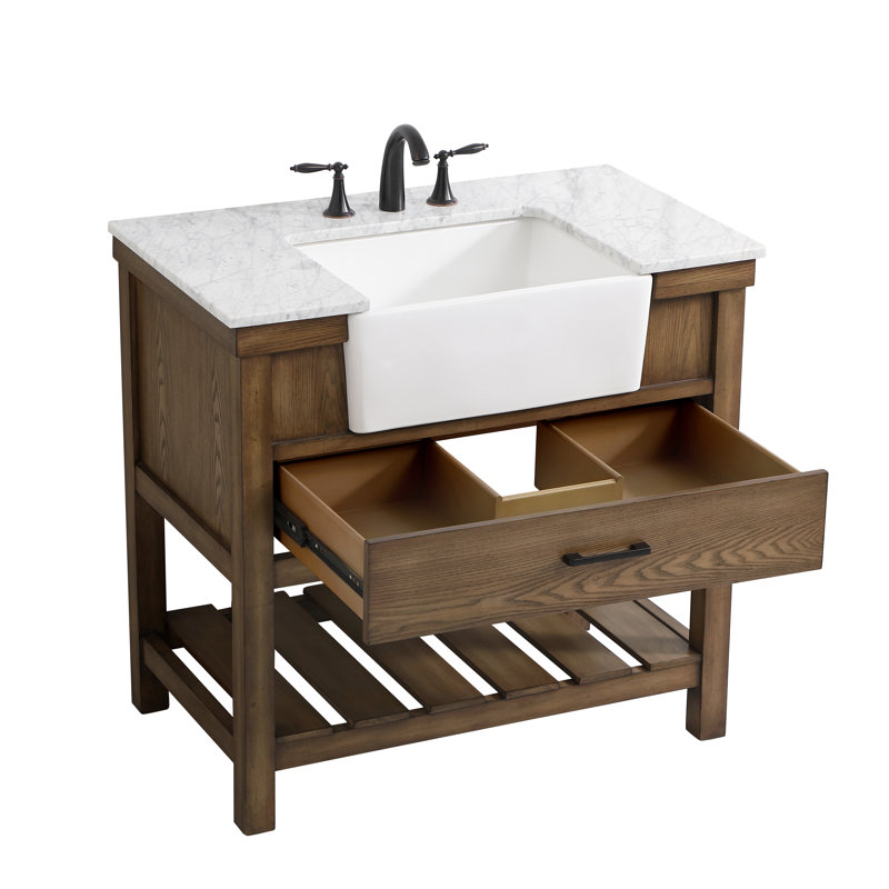 Meuble-lavabo simple 36 po Pelaghia, Bois flotté
