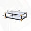 Table basse en verre transparent et finition blanche brossée