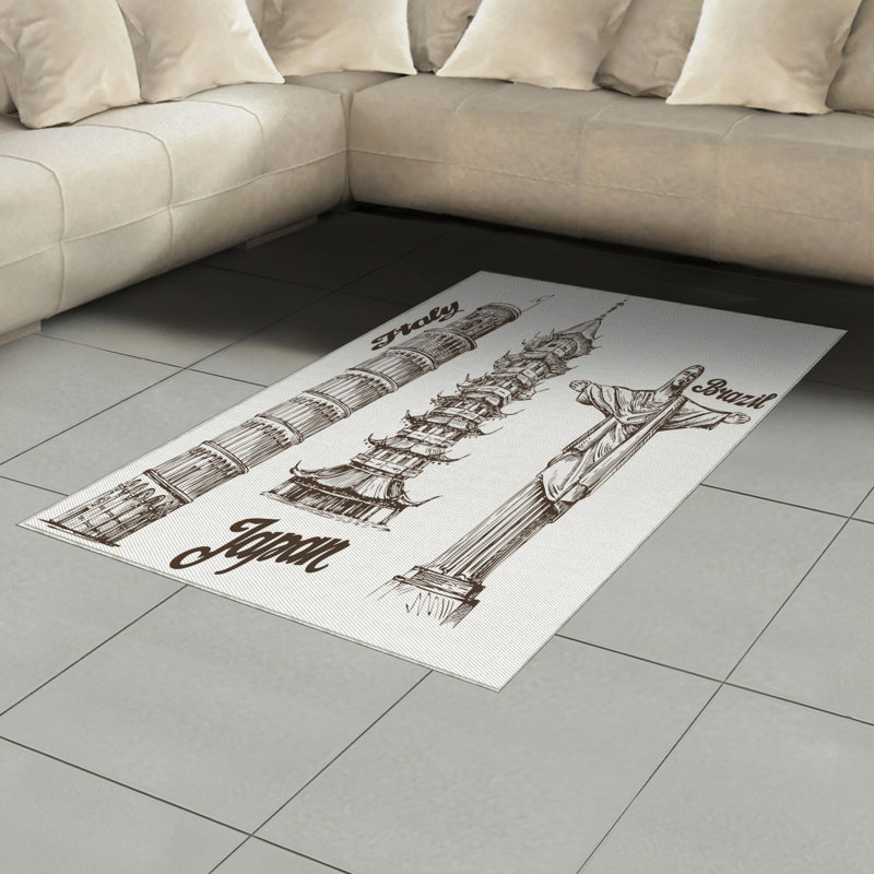 Tapis décoratif de voyage en polyester à haute densité, Rectangle— 4 pi x 5 pi 8 po